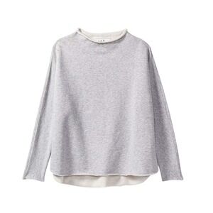 Frank & Eileen Effie Funnel Neck Capelet Sweatshirt Grey Melange French Terry XS